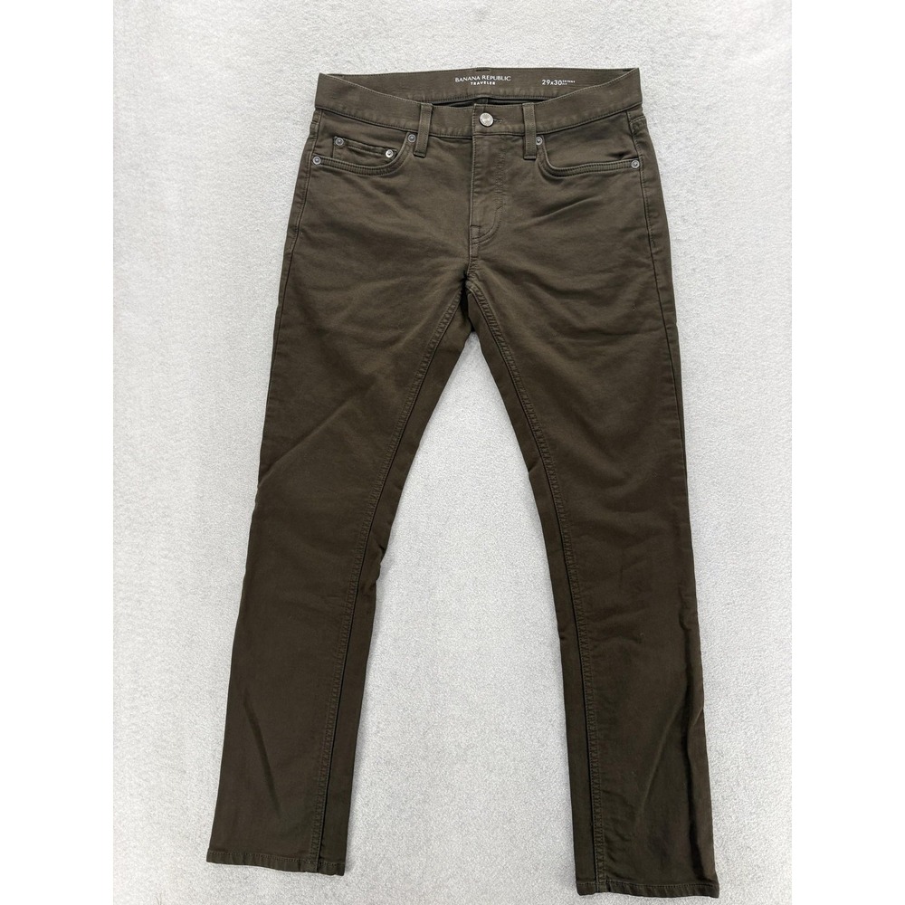 Banana Republic Traveler Skinny Jeans Mens 29x30 Green Dark Stretch Denim Pants